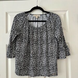 Michael Kors Black and White Animal Print Blouse Size Small